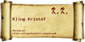 Kling Kristóf névjegykártya